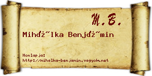 Mihálka Benjámin névjegykártya
